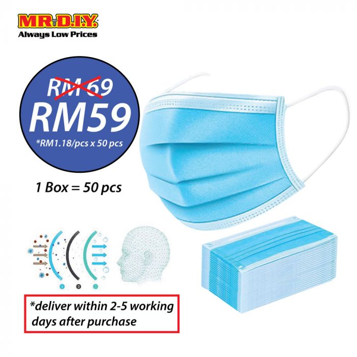  MR  DIY  Disposable 3 Layer Filter Face Mask  50s for RM59