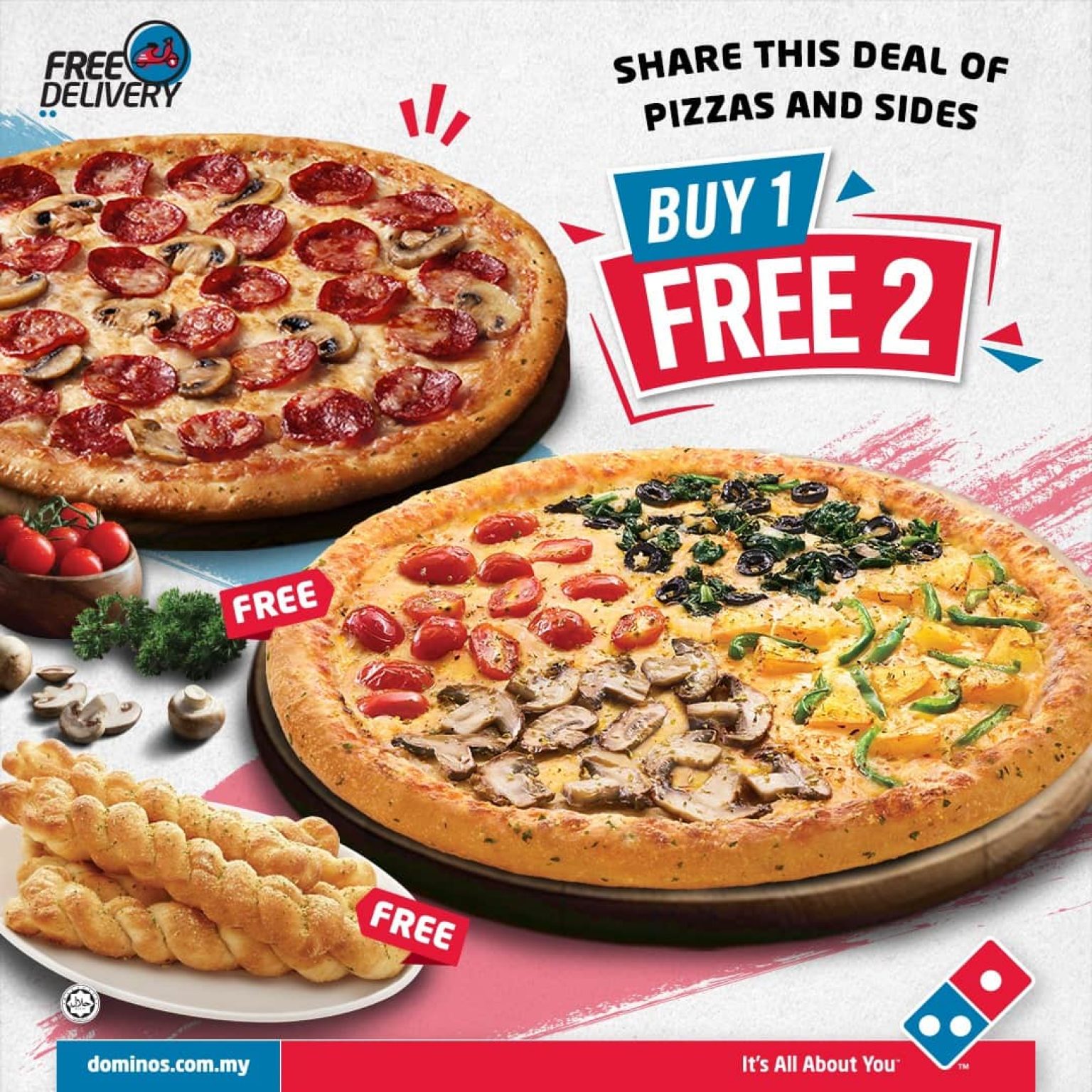 Domino's Pizza savings up to MORE than 50 with BUY 1 FREE 2 deal