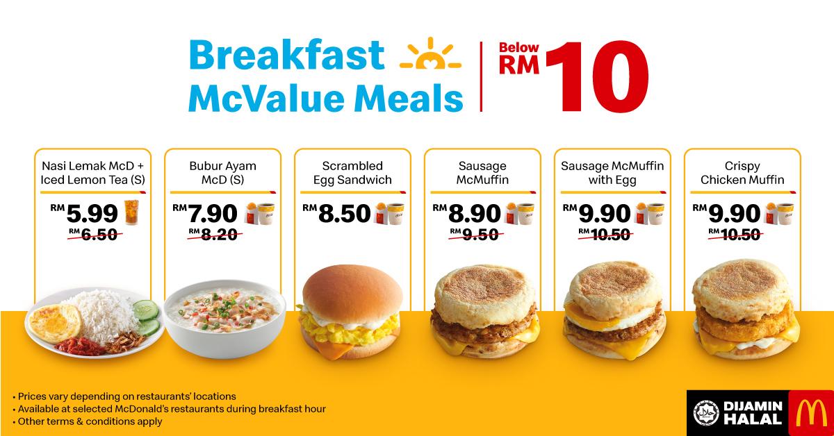 McDonald's Breakfast McValue Meals Below RM10 Promotion