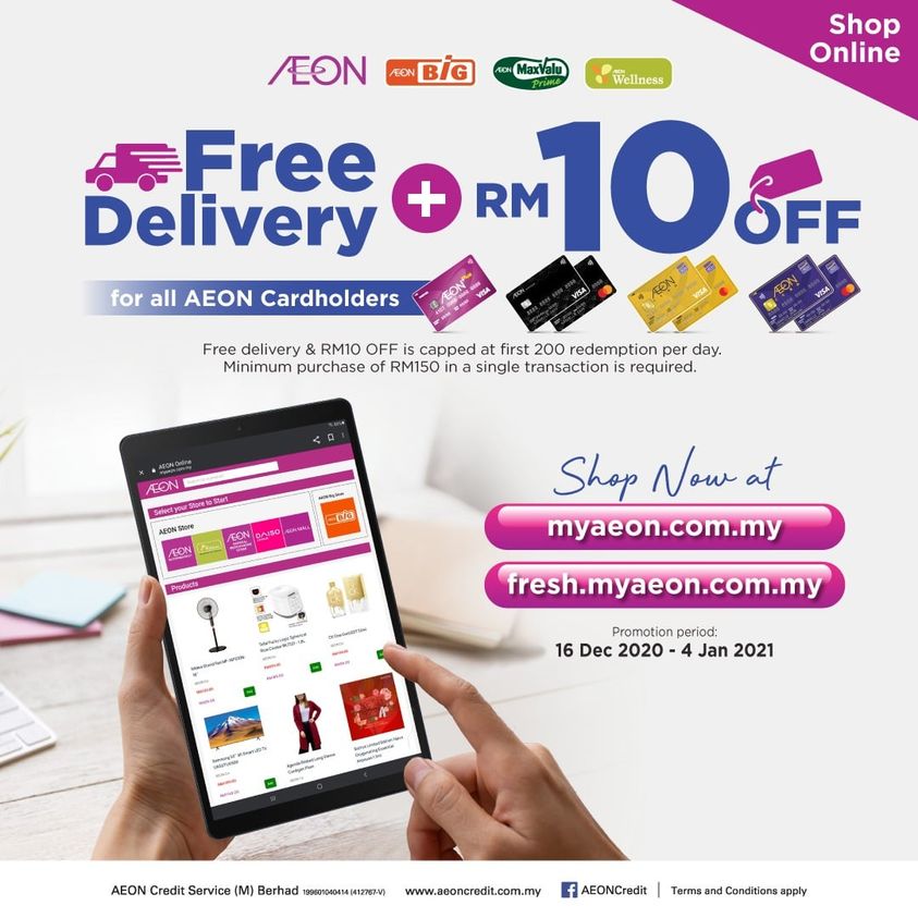  AEON  Online Free Delivery  and Extra RM10 Off Promo