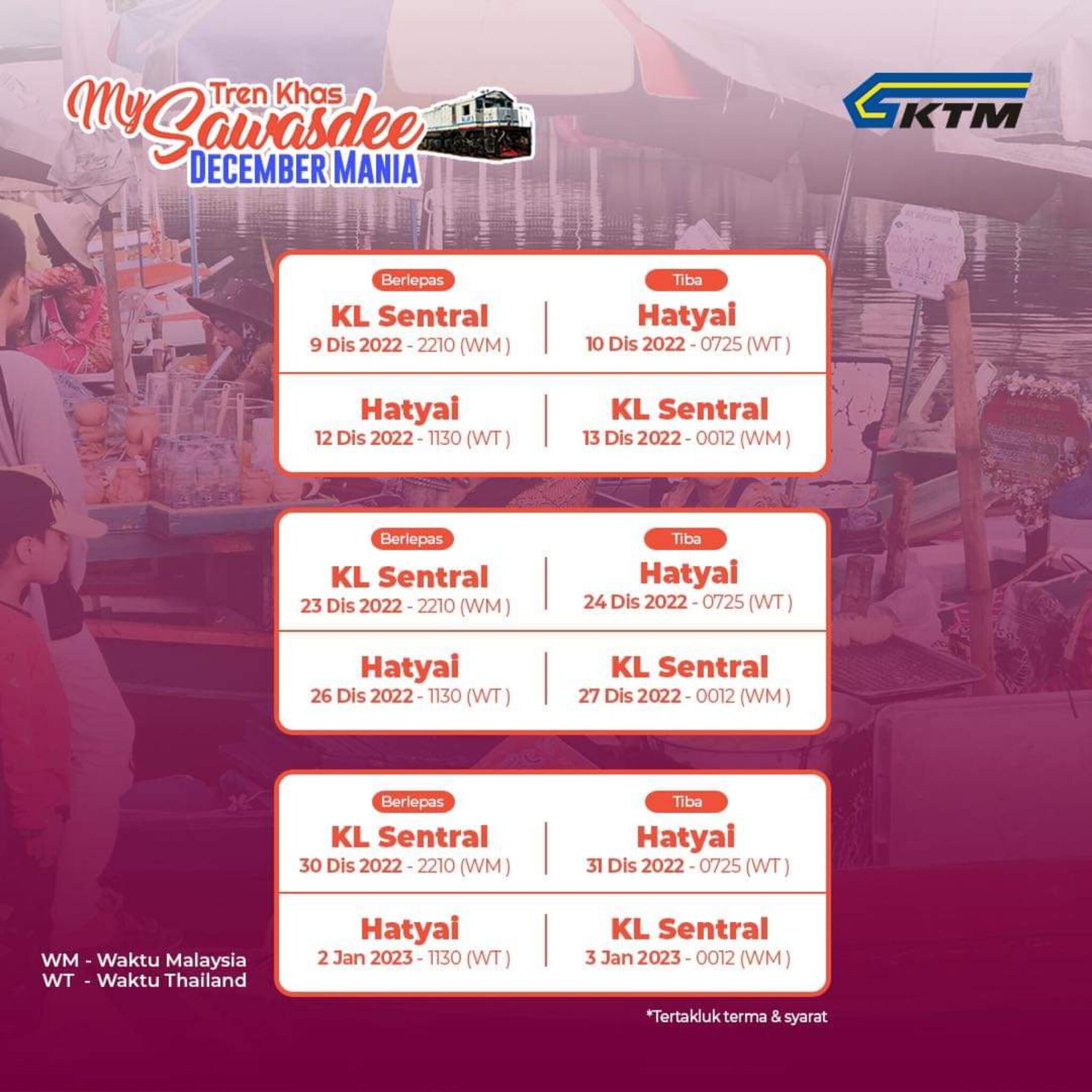 Chinese kalender 2019 KTM December Mania MySawasdee Special Trek KL Sentral - Hatyai