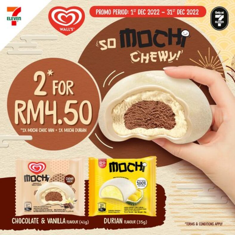 Wall's Mochi Chocolate & Vanilla and Durian ice cream RM4.50