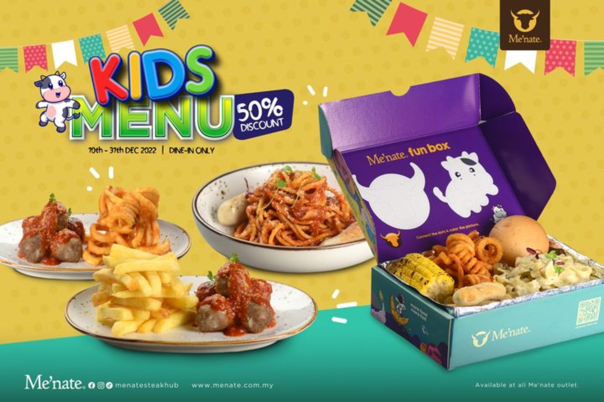 Me'nate Steak Hub 50 DISCOUNT for all 'KIDS MENU