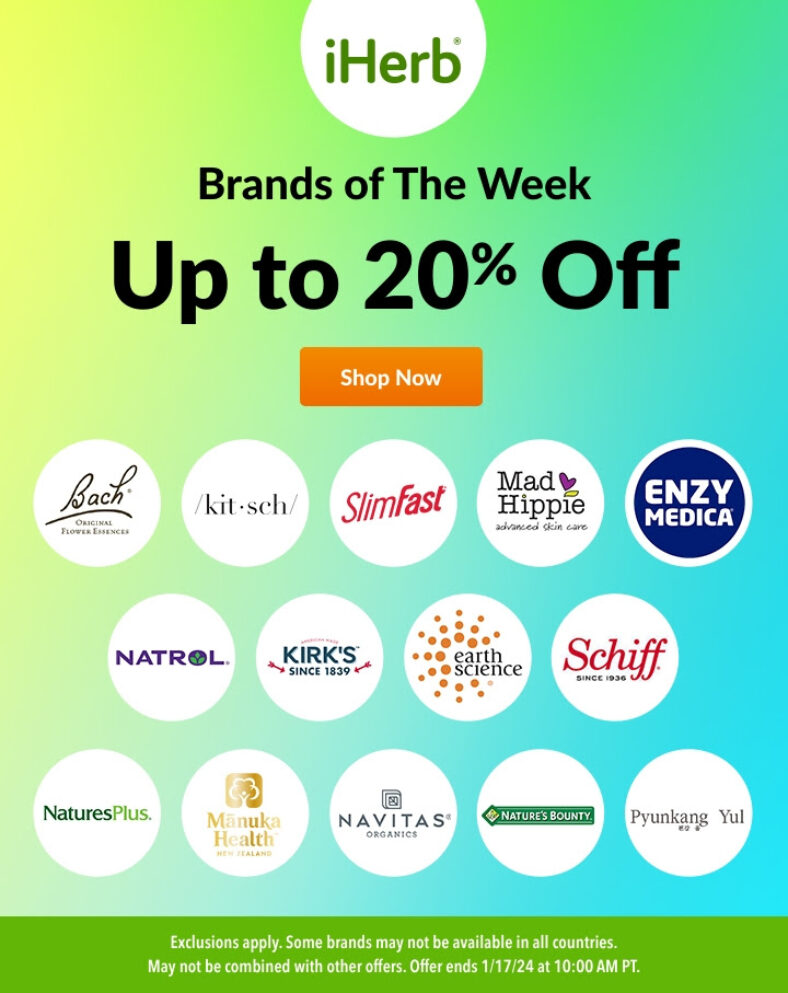 iHerb January 2024 with Brands of the Week Discounts on