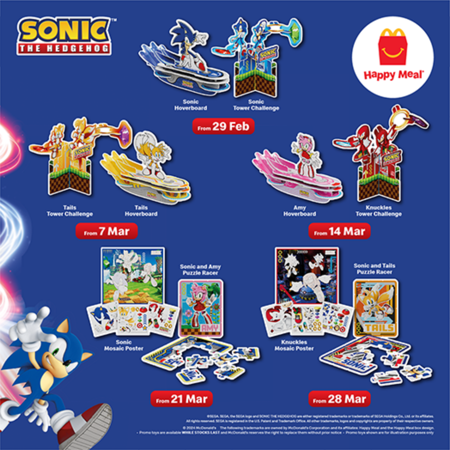 McDonald's Happy Meal March 2024 Sonic The Hedgehog Toys