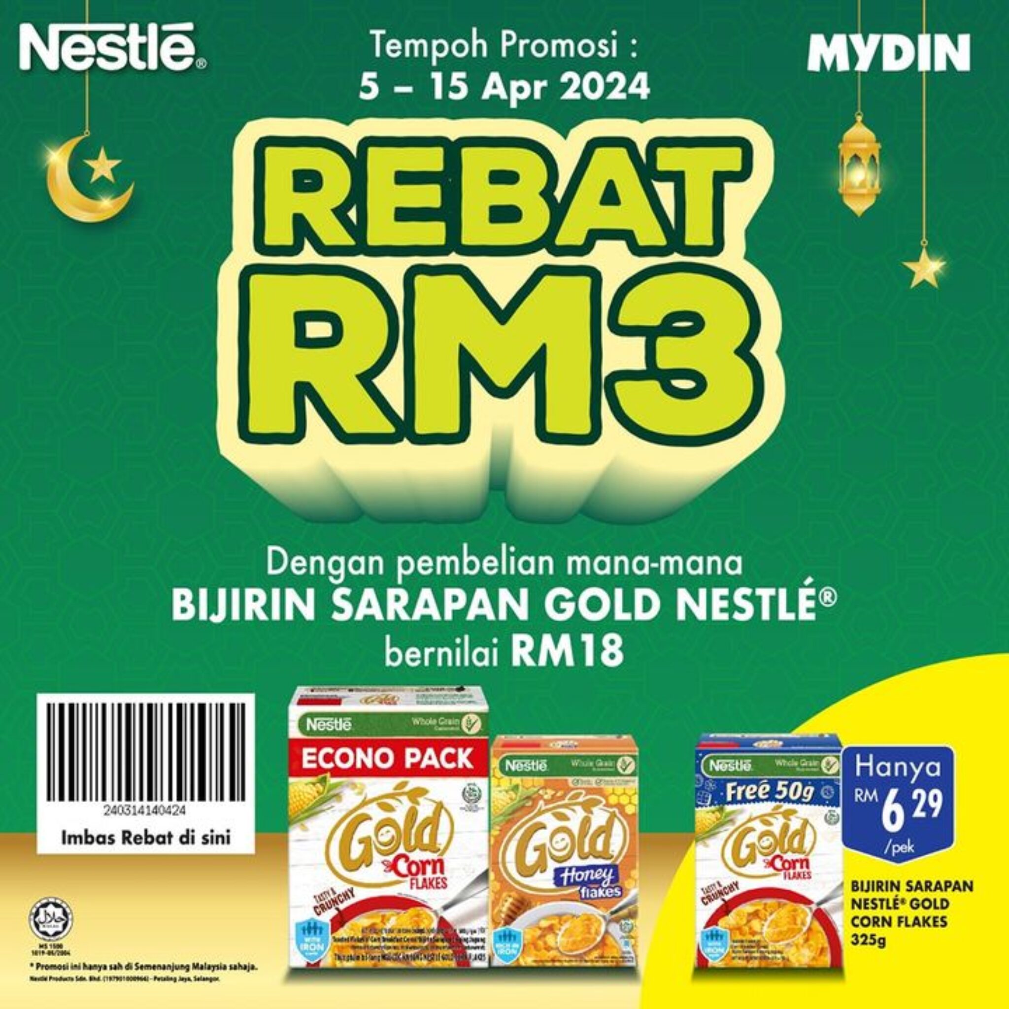 MYDIN Promotion RM3 Rebate on Nestle Gold Breakfast Cereal April 2024