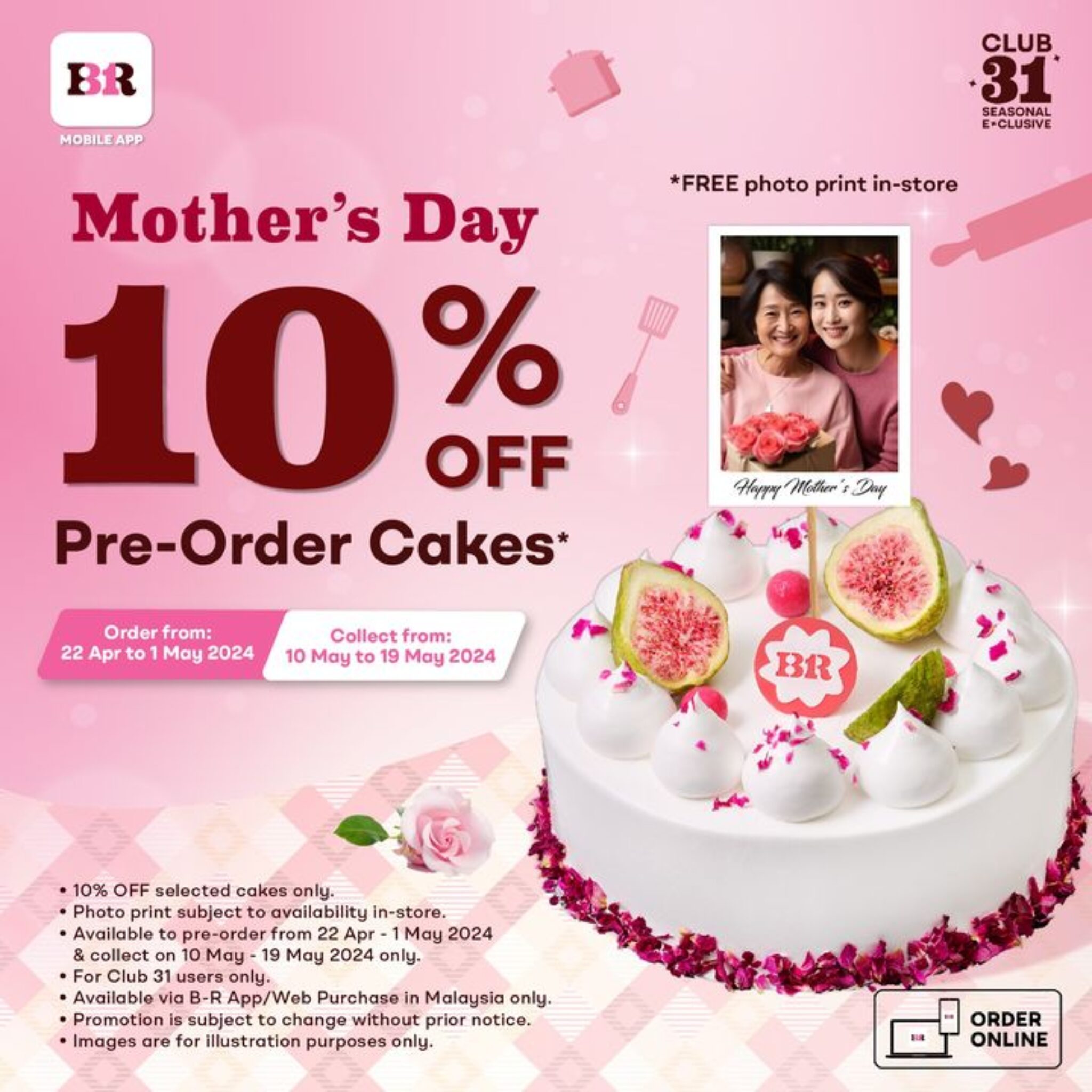 Baskin Robbins Mother’s Day 2024 Special 10 OFF Delectable Cakes for