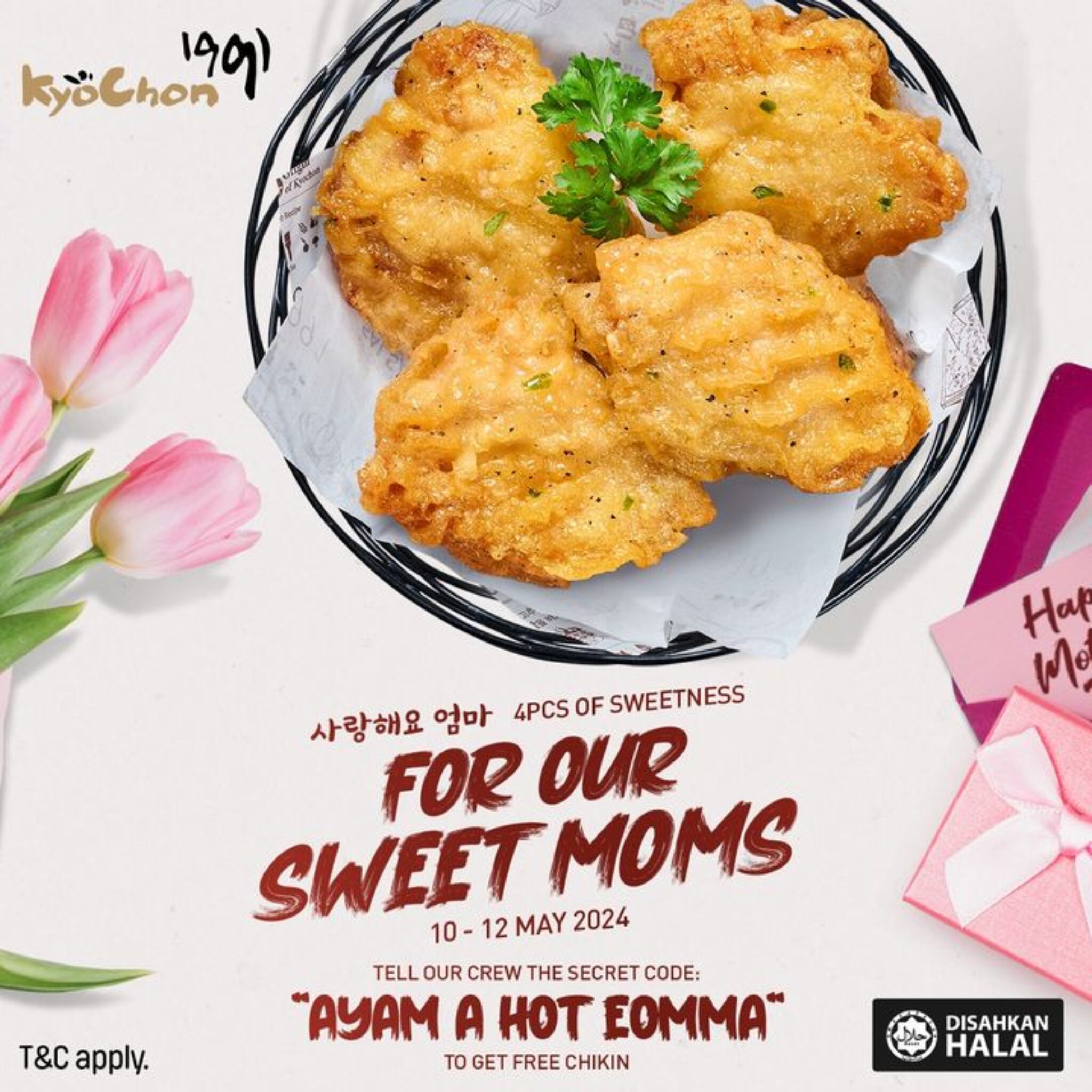 KyoChon 1991 Mother's Day 2024 Promo Claim FREE 4pcs of Honey Garlic