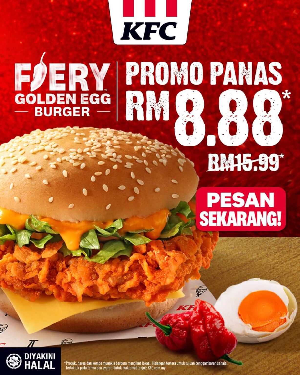 KFC: Fiery Golden Egg Burger - Unleash the Heat! (2024)