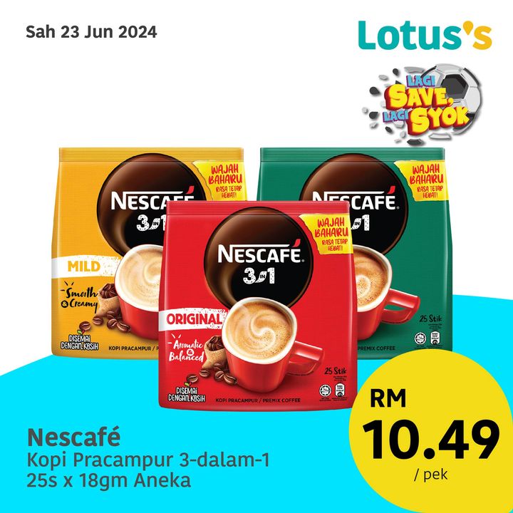 Nescafé 3-in-1 Premixed Coffee - RM 10.49 per pack