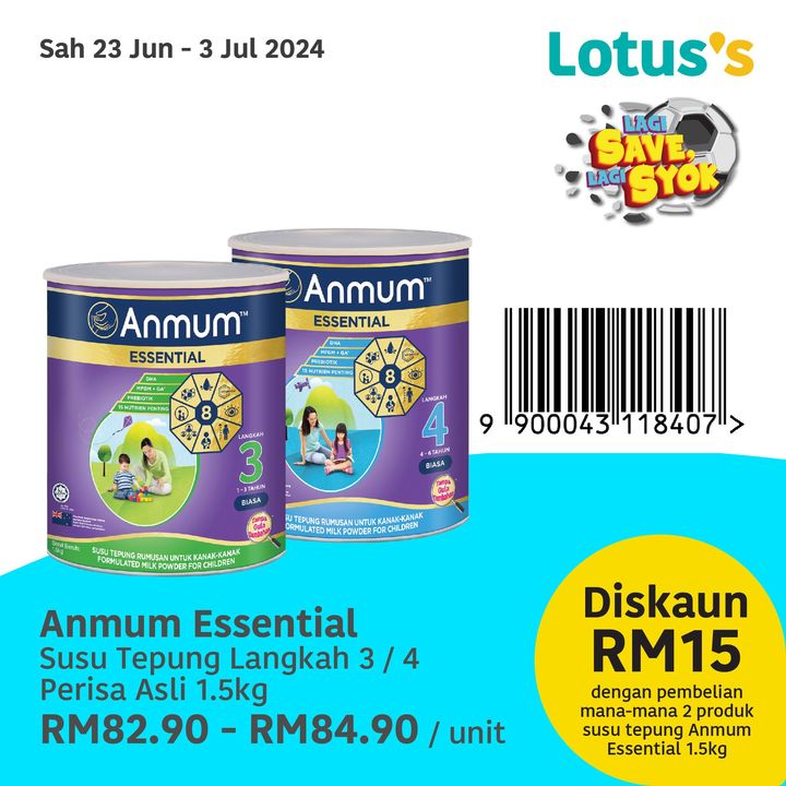 Anmum Essential Milk Powder - RM 82.90 to RM 84.90, RM 15 discount on 2 packs