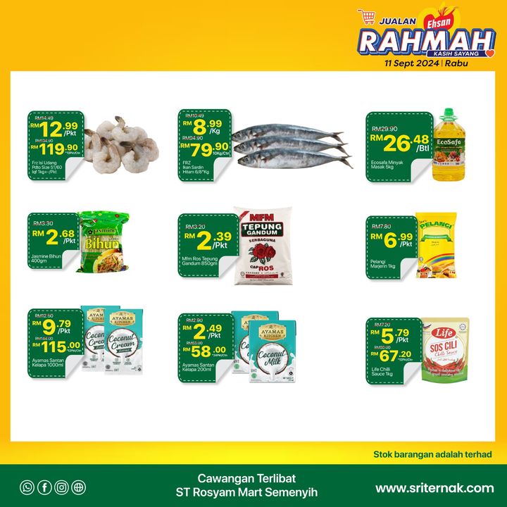 Image of a table displaying a range of groceries, with a sign indicating special prices