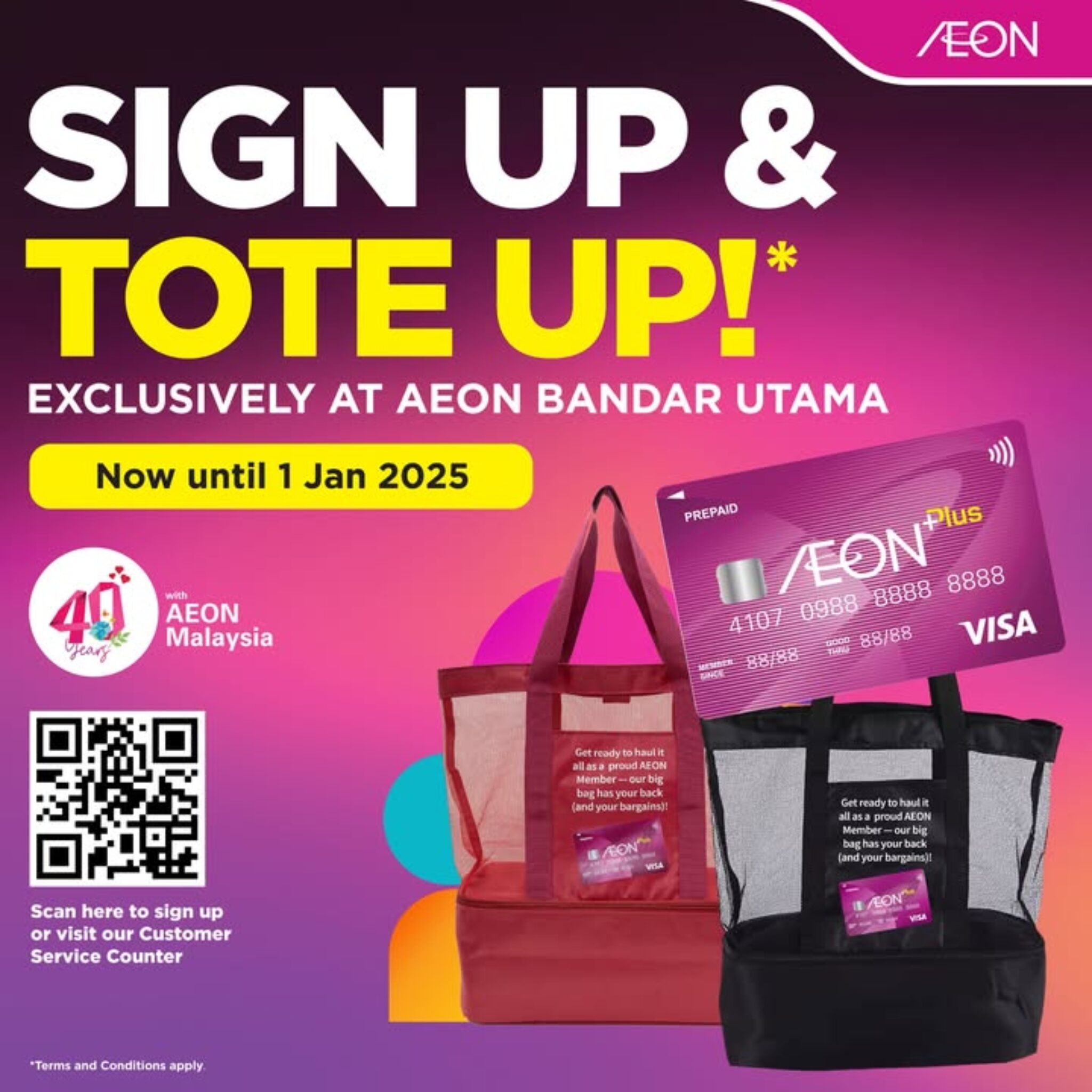 Score a FREE Tote Bag with AEON Member Plus Visa Card Renewal at AEON