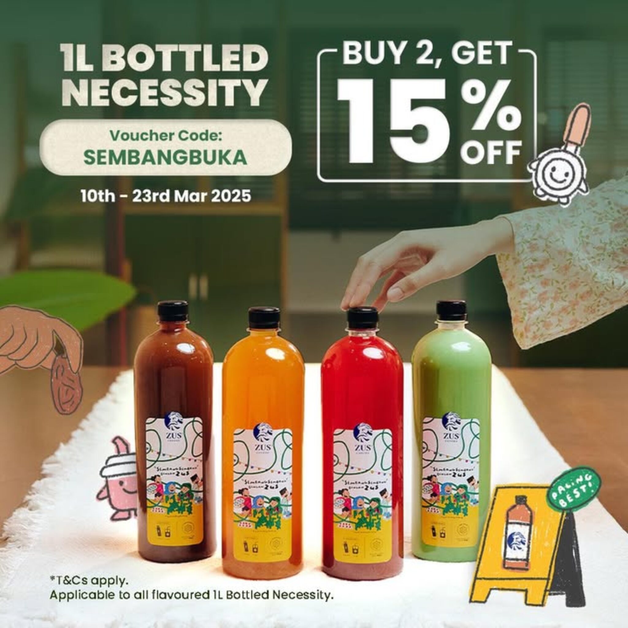 ZUS Coffee 1L Bottled Necessities: All Flavours Included in Limited