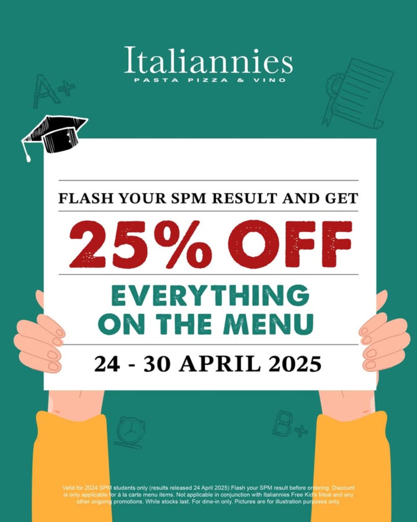 Celebrate Your SPM Results with a 25 Discount at Italiannies April