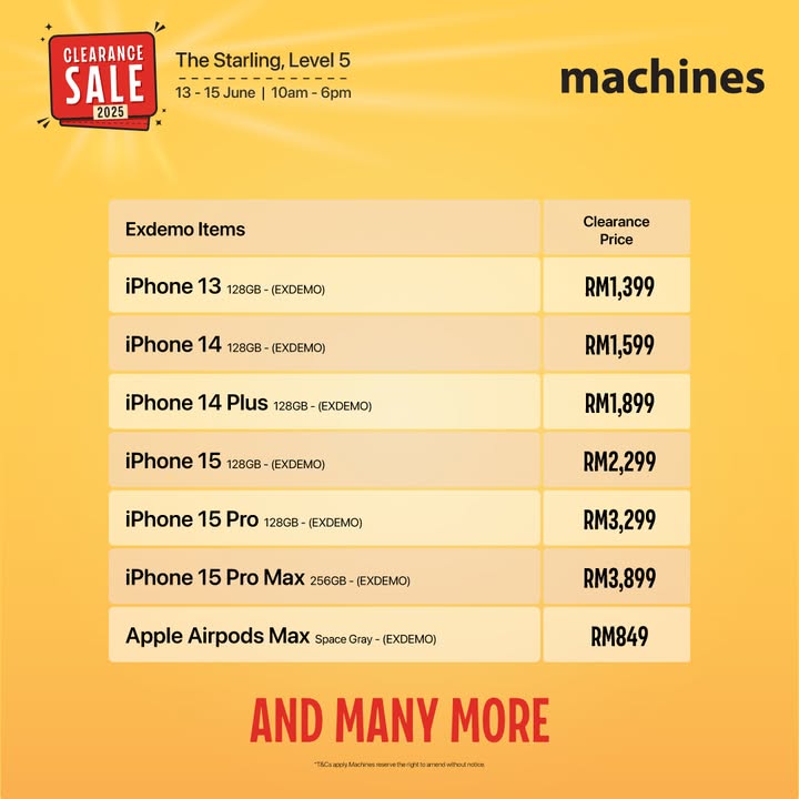 Quality items at discounted prices at Machines Clearance Sale