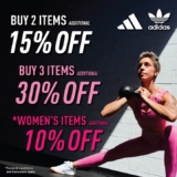 Adidas Factory Outlet Mitsui Outlet Park KLIA Sepang 30% Off Sale on February 2023