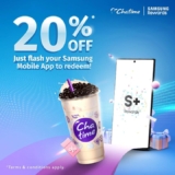 Chatime 20% Off for selected drinks with Flash your Samsung Mobile App to redeem