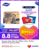 Save Big on Drypers Wee Wee Dry Diapers – Up to 32% off! Get them for only RM128.40 on Lazada !