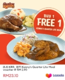 Kenny Rogers ROASTERS x Lazada 8.8 Merdeka Deal 2023: B1F1 Kenny’s Quarter Lite Meal @ RM2.90.