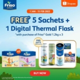 Friso Gold Free Digital Thermal Flask & 5 travel size sachets Online Deals