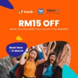 Get RM15 off your order when you pay with Touch ‘n Go eWallet on Klook