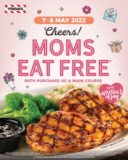 TGI Fridays Free Dish to Moms on 7-8 May 2022