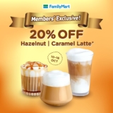 FamilyMart Caramel or Hazelnut Latte with 20% OFF October Promotion