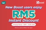 Watsons x Boost Free RM5 Instant Promotion Discount