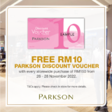 Parkson Free RM10 Discount Voucher Nov 2022