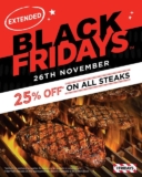 TGI Fridays 25% Off for all Steaks Promotion Nov 2022