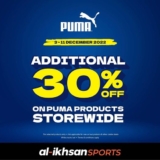 PUMA x Al-Ikhsan Sports Extra 30% Off for All Items Promotion Dec 2022