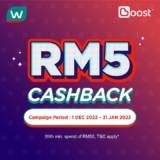 Watsons x Boost App Free RM5 Cashback Promotion