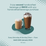 Starbucks second handcrafted beverage at RM10 on Weekend Promotion Jan 2023
