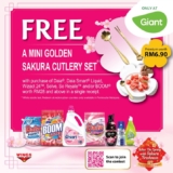 Giant Supermarket Free set of golden sakura cutlery set