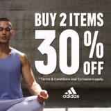 Adidas Buy 2 items, additional 30% OFF @ Mitsui Outlet Park KLIA Sepang