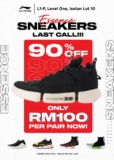 LI-NING Essence Sneakers Last Call up to 90% Off @ Isetan The Japan Store KL