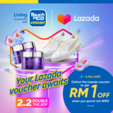 Lazada 2.2 Sale x Touch ‘n Go eWallet RM1 Voucher on Feb 2023