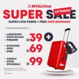 MYAirline Super Sale As Low RM39 Fare Tickets Promo Extended till 30 Jan 2023