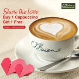 O’Briens Irish Sandwich Cafe Buy 1 Free 1 cappuccino promo