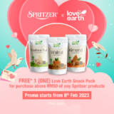 Spritzer FREE 1 packet of Love Earth healthy snack pack with purchase