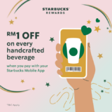 Starbucks RM1 OFF for every purchase on any handcrafted beverage