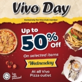 Vivo Pizza Up To 50% off on Selected Items on Every Wednesday 2023