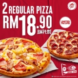 Pizza Hut 2x Regular Pizza @ RM18.90 on March 2023