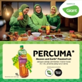 Giant Supermarket FREE H&E Passionfruit 1L with any purchase of 3 units 1.5L Beverages