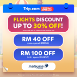 Malaysia Airlines flight bookings Extra RM100 Off with Trip.com