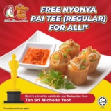 The Chicken Rice Shop FREE Nyonya Pai Tee (R) with minimum spend of RM30