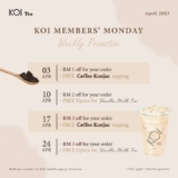 KOI Thé Malaysia Monday vouchers for April 2033