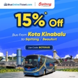 Bus Online Ticket 15% Discount from Kota Kinabalu to Sipitang or Beaufort