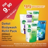 99 Speedmart Special promotion for Dettol Bodywash Refill Pack 850ml
